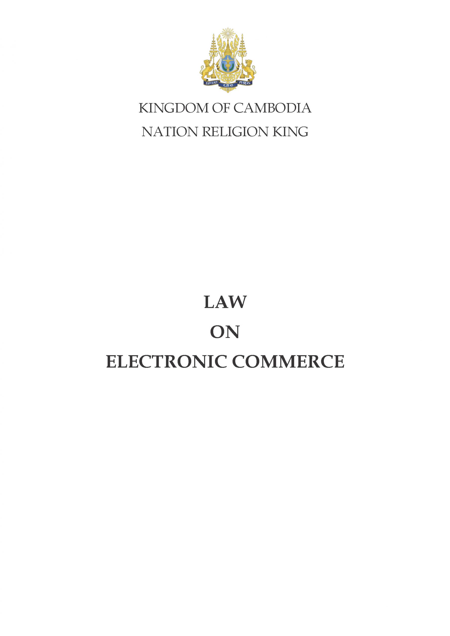 LAW ON ELECTRONIC COMMERCE of Kingdom of Cambodia